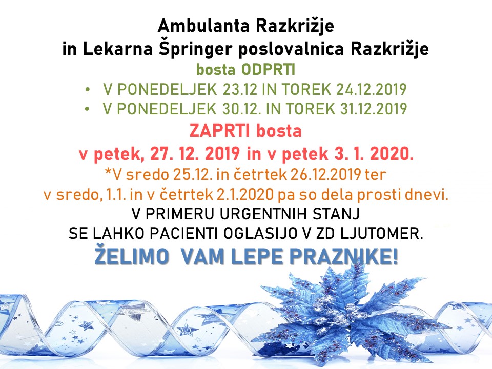 Ambulanta Razkrižje in Lekarna Špringer Razkrižje, delovni čas